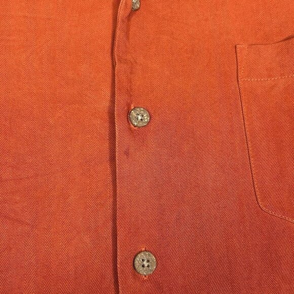Tommy Bahama Silk Shirt Mens Extra Large Orange Rust Cigar Loop Collar Party XL - Picture 6 of 16